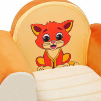 Бескаркасное (мягкое) детское кресло "Котенок", цв. Бежевый+Оранжевый