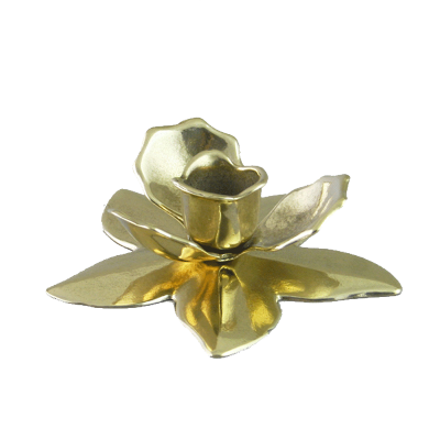 Подсвечник металлический Роза, латунь, размер 4x12x12 см, Италия