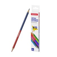 Цветные карандаши трехгранные двусторонние  ErichKrause®  Basic, 6 шт  Bicolor 12 цветов