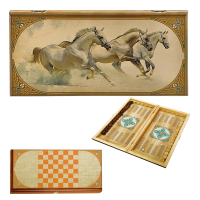 Нарды в деревянной коробке Лошади, размер 60x30x3.5 см