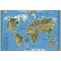 Карта мира для детей, ламинированная, 116х79 см
