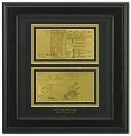 Картина с банкнотами (Евро), покрыта сусальным золотом