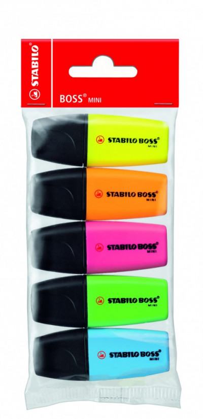 Набор текстовыделителей Stabilo Boss Mini 5 штук в упаковке,  цвета: желтый, ...