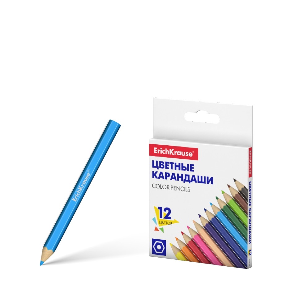 Цветные карандаши шестигранные ErichKrause®  Basic, мини 12 цветов