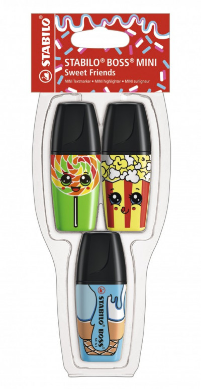 Набор текстовыделителей Stabilo Boss Mini Sweet Friends 3 шт в упаковке,  цве...