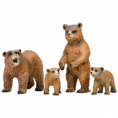 Набор фигурок животных серии "Мир диких животных": Семья медведей, ...