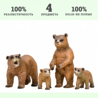 Набор фигурок животных серии "Мир диких животных": Семья медведей, 4 предмета