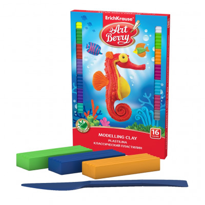 Классический пластилин ArtBerry® с Алоэ Вера 16 цветов со стеком, 288г