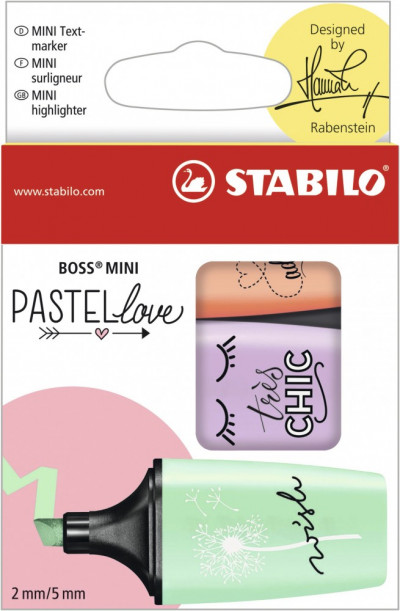 Набор текстовыделителей Stabilo Boss Mini Pastellove 3 цветная упаковка (мята...
