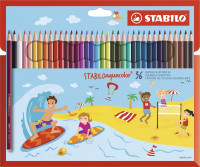 Набор акварельных цветных карандашей Stabiloaquacolor 36 цветов, картонный футляр, детский дизайн