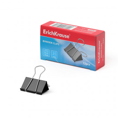 Зажимы для бумаг ErichKrause®, 19 мм (коробка 12 шт.)