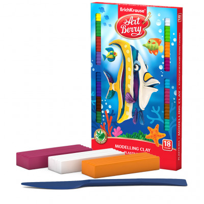 Классический пластилин ArtBerry® с Алоэ Вера 18 цветов со стеком, 324г