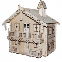 Деревянный кукольный домик серия "Я дизайнер" "Русский дом", конструктор, для кукол 12 см