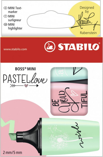Набор текстовыделителей Stabilo Boss Mini Pastellove 3 цветная (мята+роза+бир...