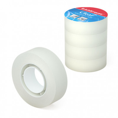 Клейкая лента ErichKrause® Clear, 18ммх33м (в пленке по 4 шт.)