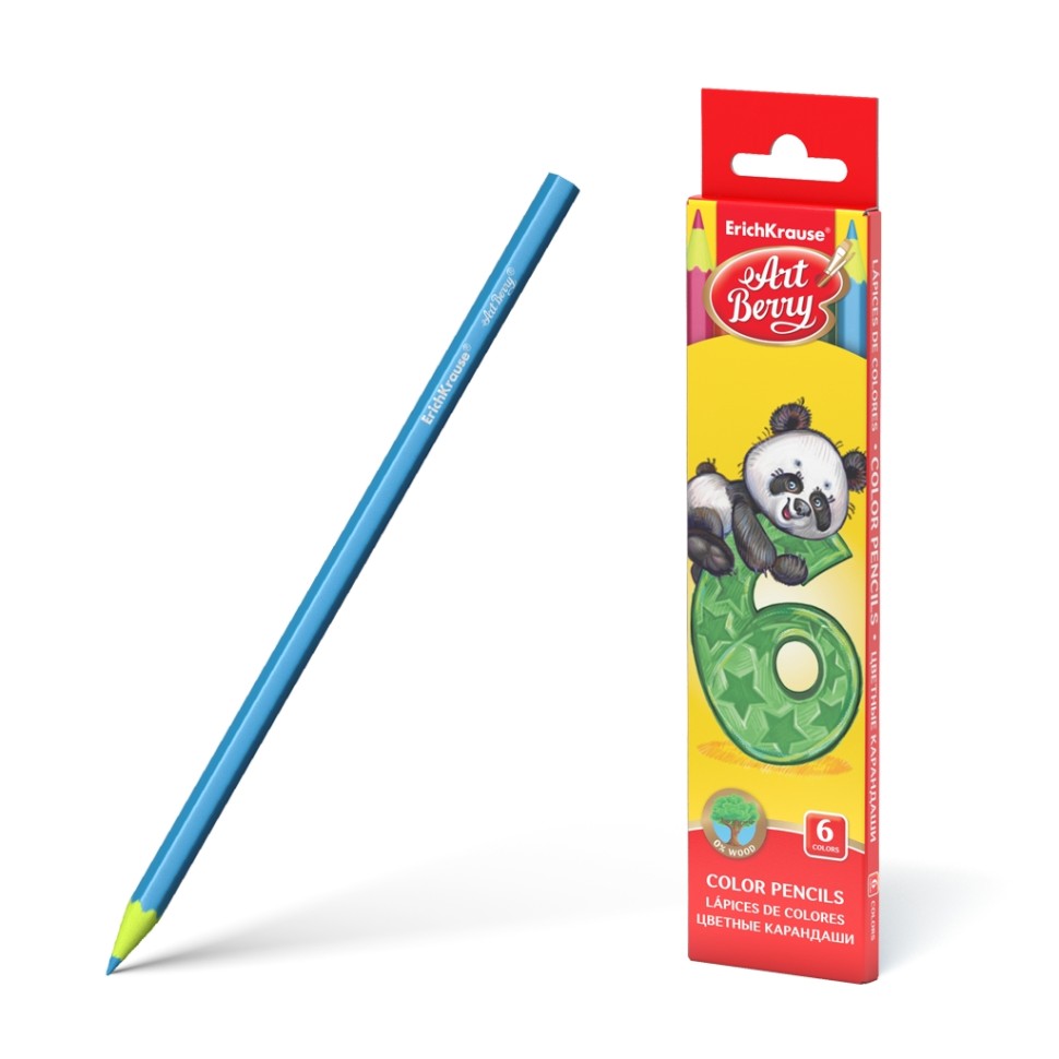 Пластиковые цветные карандаши шестигранные ArtBerry® 6 цветов