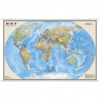 Политическая карта мира на рейках, ламинированная, 90x58 см