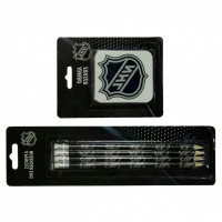Набор NHL: 4 шт. простых карандаша, твердость №2 (HB, TM), ластик оригинальный белый, размеры 6,5х8,0 см