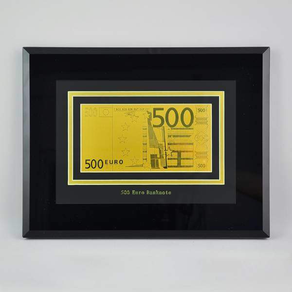Картина с банкнотой 500 Euro, сусальное золото