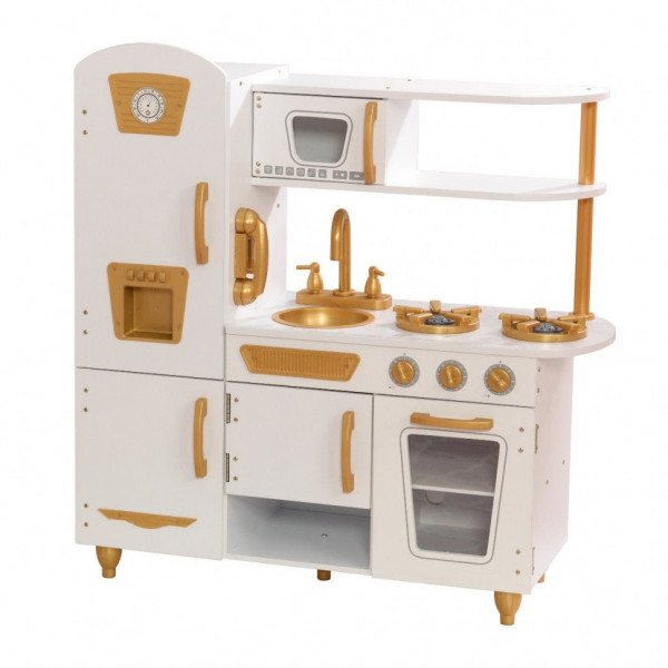 Кухня игровая Винтаж, цвет: белый с золотом