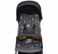 Детский матрасик в коляску стеганый Звездочки, серый