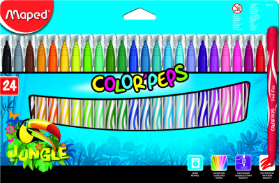 JUNGLE Фломастеры с заблокированным пишущим узлом, средний пишущий узел, смыв...