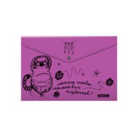 Набор из 4 папок-конвертов на кнопке пластиковых ErichKrause® Zen Cats, A4, ассорти