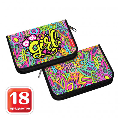 Пенал-книжка с наполнением ErichKrause® 135x205x30мм Cool Girl