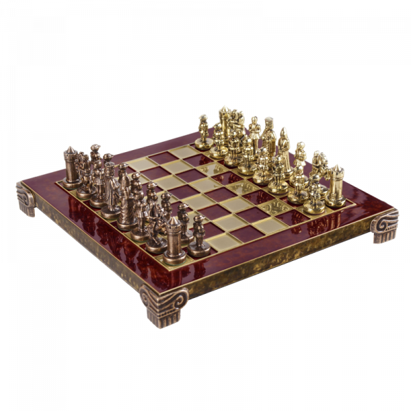 Шахматный набор Византийская Империя, зеленая металлическая доска, размер 20 х 20 см
