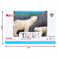 Набор фигурок животных серии "Мир морских животных": Белая медведица и медвежата, 3 предмета