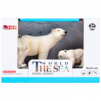 Набор фигурок животных серии "Мир морских животных": Белая медведица и медвежата, 3 предмета