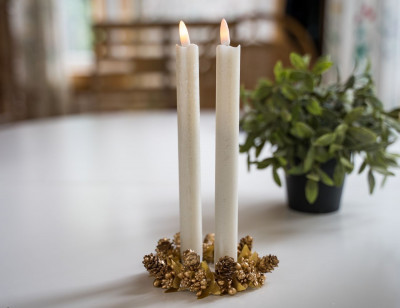 Набор рустикальных восковых свечей MAGIC FLAME, кремовые, тёплые белые мерцаю...