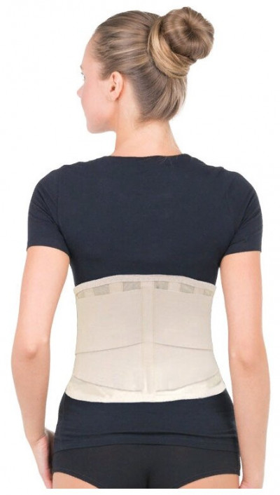 Корсет на поясничный отдел позвоночника 6 ребер жесткости, высота 24 см, бежевый