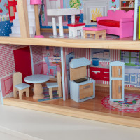Деревянный кукольный домик "Ава", с мебелью 10 предметов в наборе, для кукол 30 см