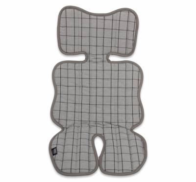 Детский матрасик в коляску стеганый Клеточка, серый