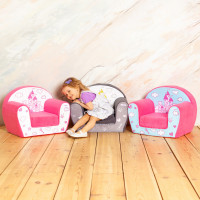 Раскладное бескаркасное (мягкое) детское кресло серии "Дрими", цвет Аквамарин+Роуз