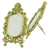 Зеркало настольное Овальное, латунь, размер 23x12x7 см, Италия