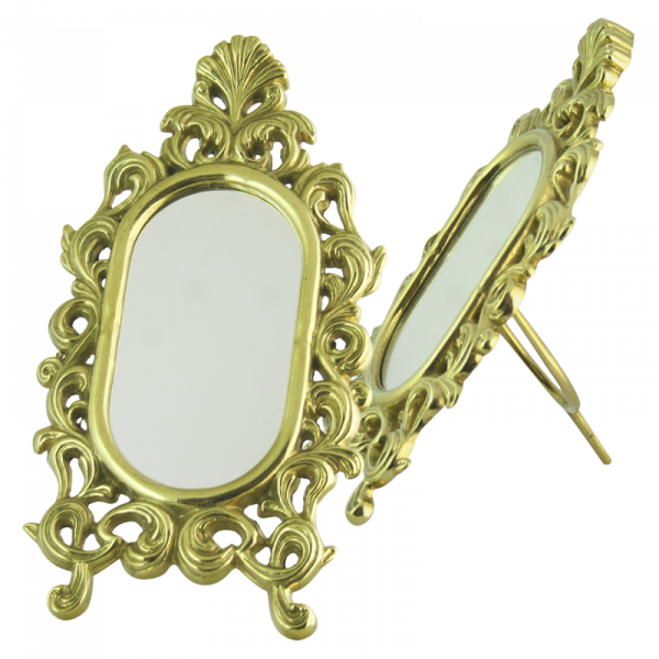 Зеркало настольное Овальное, латунь, размер 23x12x7 см, Италия