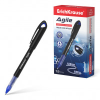 Ручка-роллер ErichKrause® Agile, цвет чернил синий (в коробке по 12 шт.)