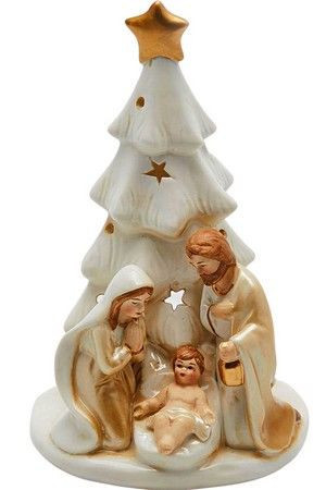 Рождественская статуэтка, подсвечник Святое семейство у елки
