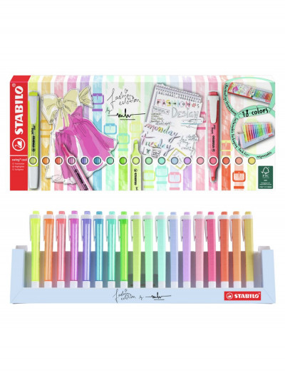 Текстовыделитель Stabilo  Swing Cool Набор 18 цветов, картонный футляр