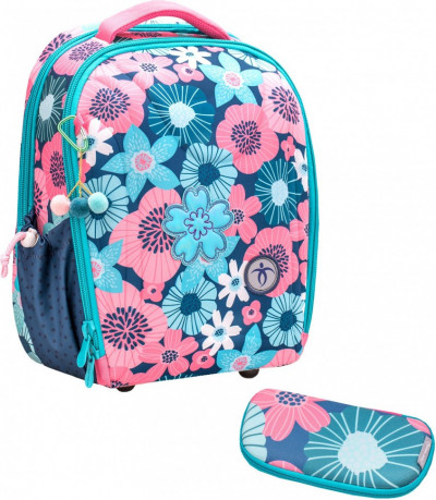 Ранец для девочки BELMIL STURDY, пенал EVA, 338-82/20-01 FLORAL SET