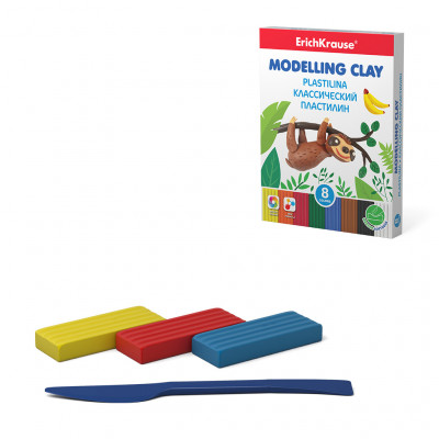Классический пластилин ErichKrause® 8 цветов со стеком, 144г