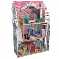 Деревянный кукольный домик "Аннабель", с мебелью 17 предметов в наборе, для кукол 30 см в подарочной упаковке