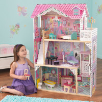 Деревянный кукольный домик "Аннабель", с мебелью 17 предметов в наборе, для кукол 30 см в подарочной упаковке