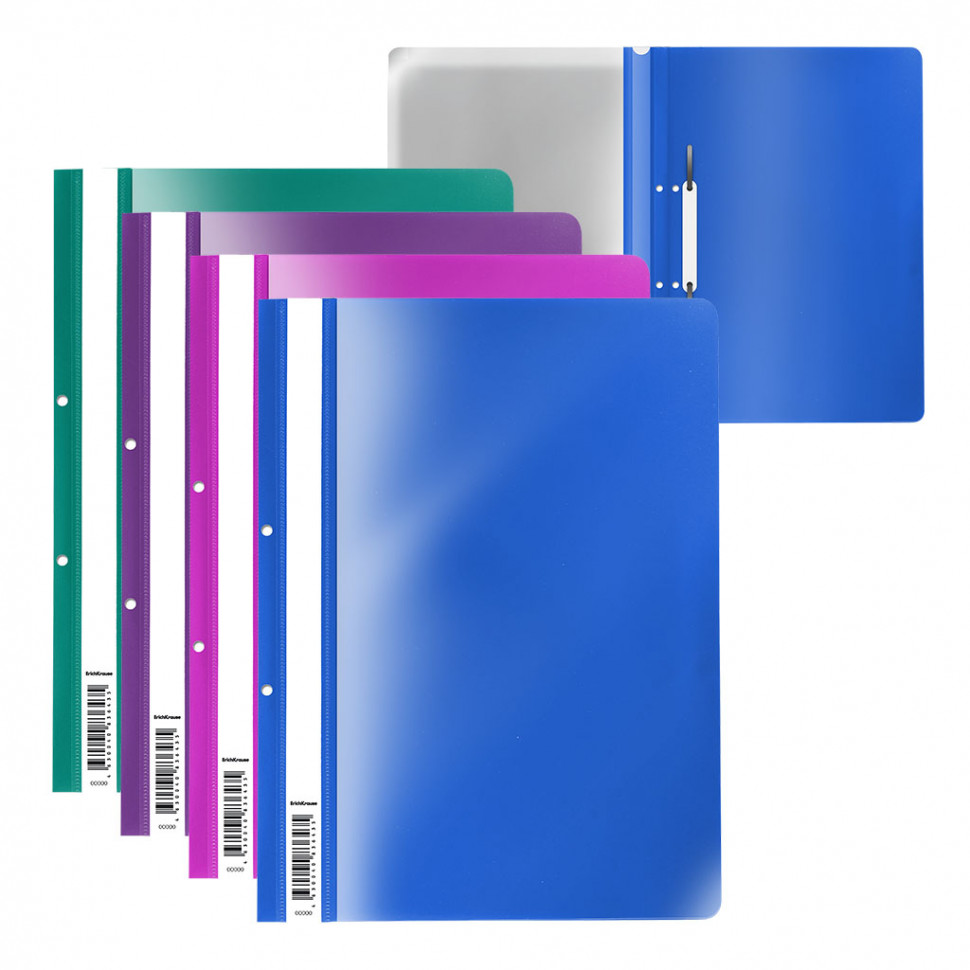 Папка-скоросшиватель с перфорацией пластиковая ErichKrause® Fizzy Vivid, A4, ассорти (в пакете по 20 шт.)
