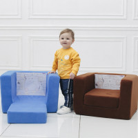 Раскладное бескаркасное (мягкое) детское кресло серии "Дрими", цвет лазурь