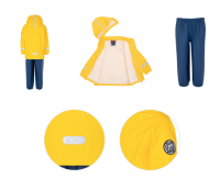 Водонепроницаемый комплект верхней одежды для девочки, цвет желтый/голубой, Björka