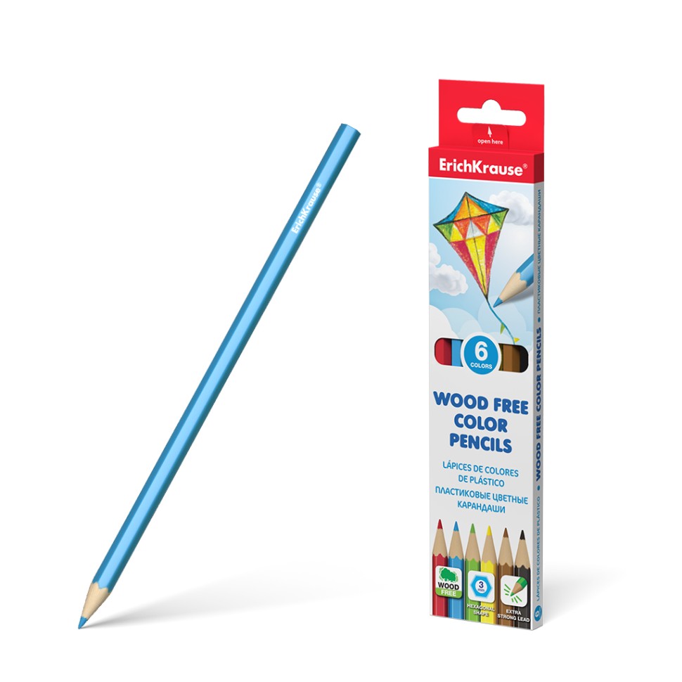 Пластиковые цветные карандаши шестигранные ErichKrause® 6 цветов