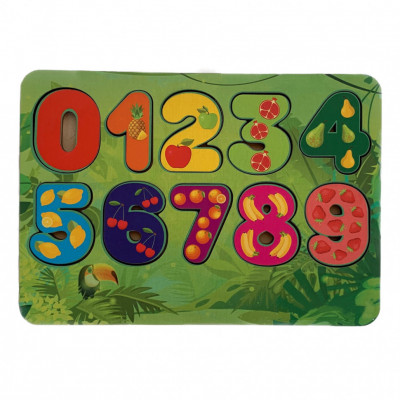 Обучающая игрушка деревянные вкладыши Цифры Фрукты